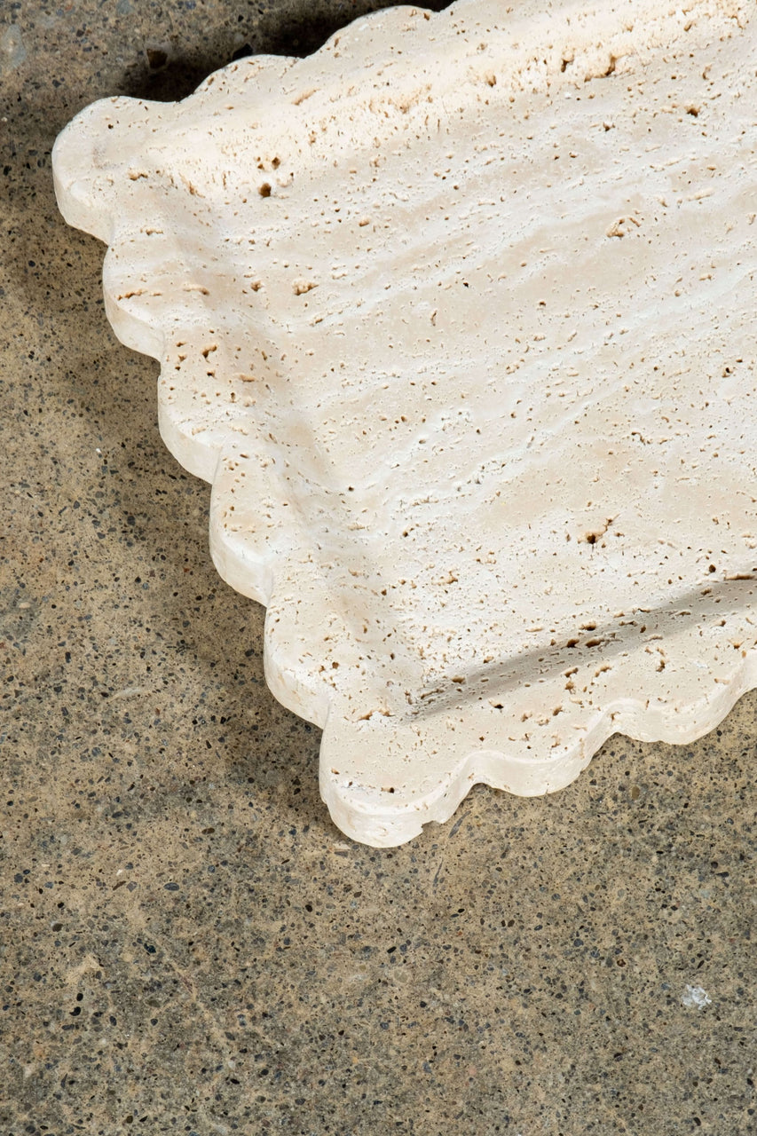 Scalloped Travertine Tray