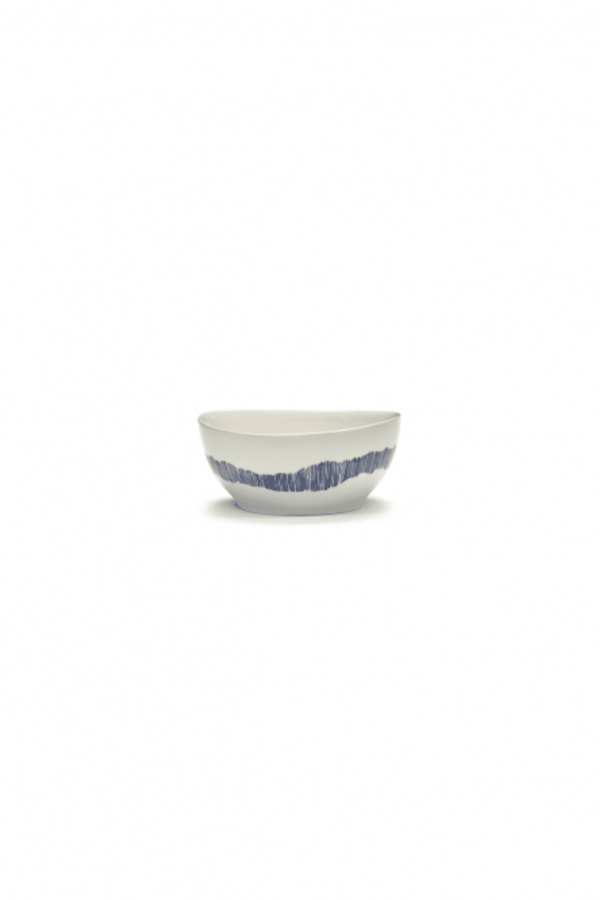 Small Bowl, White Swirl with Blue Stripes Ottolenghi Serax, side view