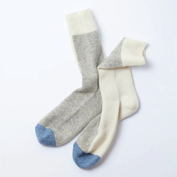 Woolen Half & Half Socks - Ivory/Gray