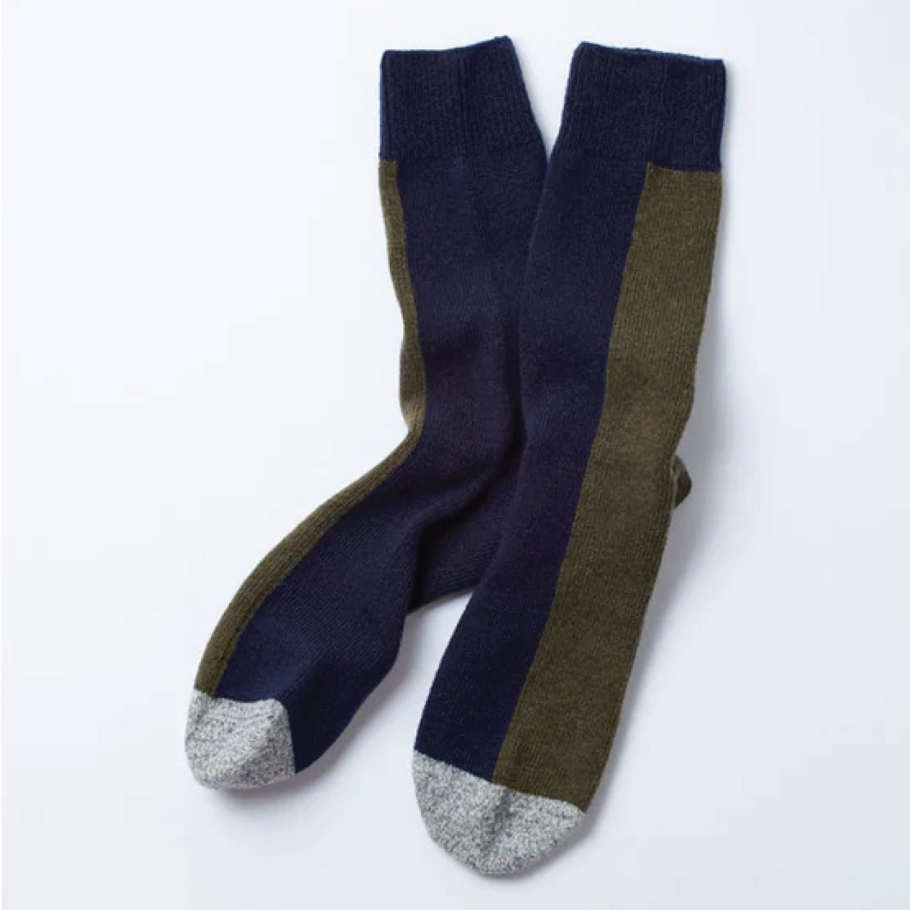 Woolen Half & Half Socks - Navy/Olive