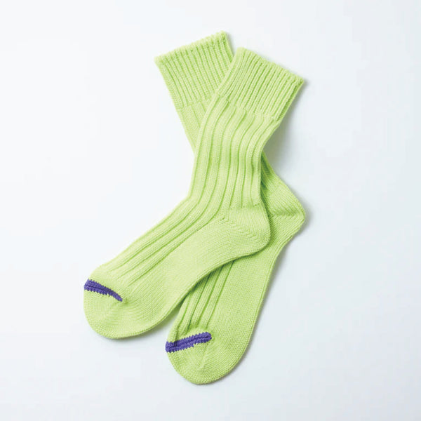 Chunky Ribbed Crew Socks - Lime/Purple