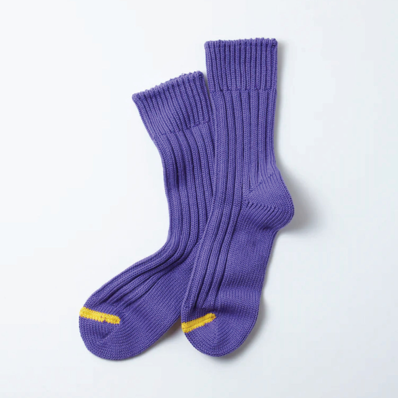 Chunky Ribbed Crew Socks - Purple/Yellow